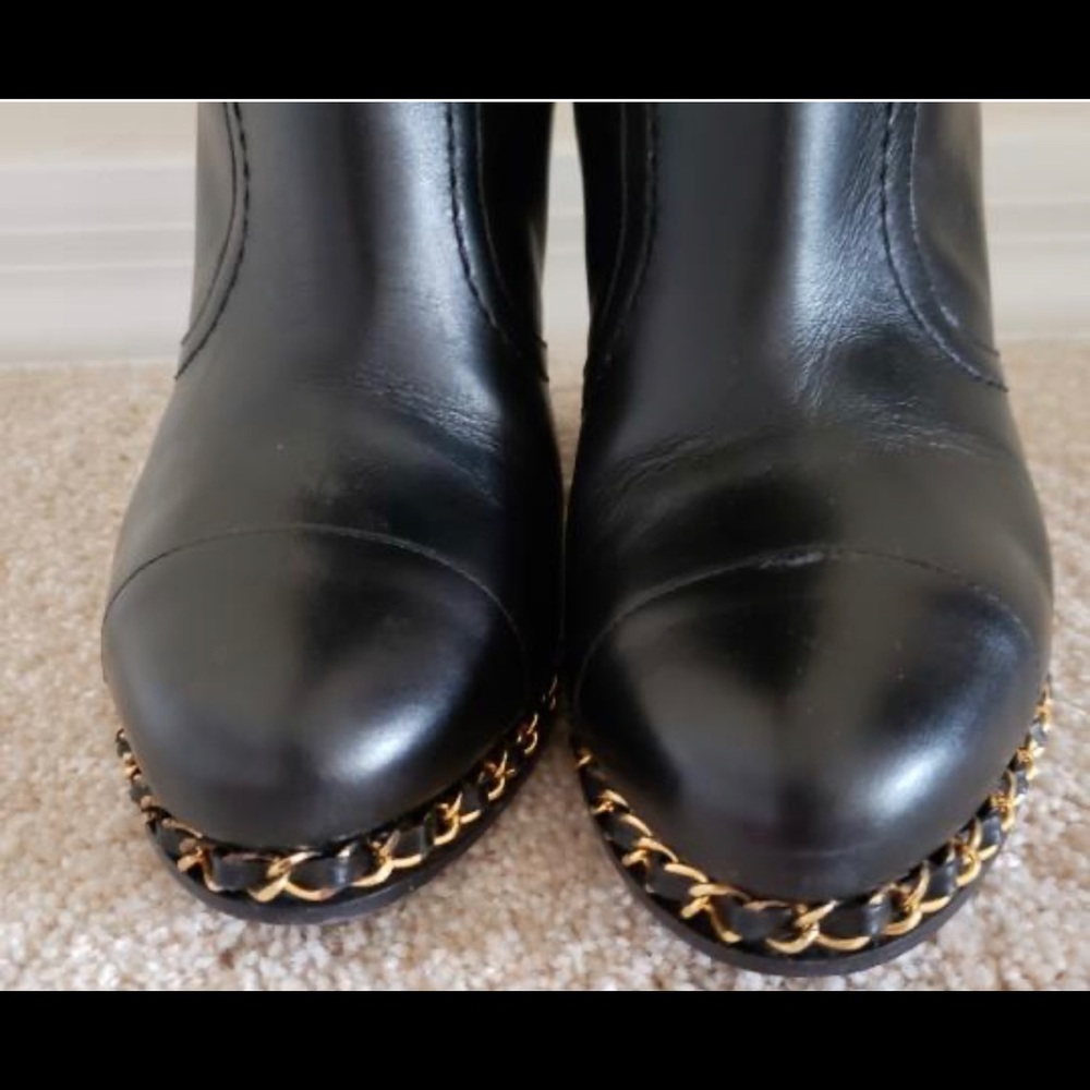 CHANEL black calve skin cc logo over the knee boot - Picture 3 of 14